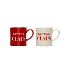 Load image into Gallery viewer, 3-1/4&quot; Round x 3-1/2&quot;H 8 oz. Stoneware Mug &quot;Little Claus&quot;, Red &amp; White, 2 Styles (7374742224962)