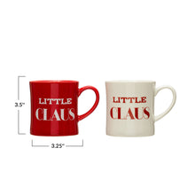 Load image into Gallery viewer, 3-1/4&quot; Round x 3-1/2&quot;H 8 oz. Stoneware Mug &quot;Little Claus&quot;, Red &amp; White, 2 Styles (7374742224962)