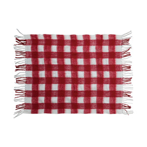 60"L x 50"W Woven Acrylic Throw w/ Fringe, Red & White Plaid (7374743765058)