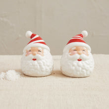 Load image into Gallery viewer, Hand-Painted Ceramic Santa Salt &amp; Pepper Shakers, White &amp; Red, Set of 2 (7374745698370)