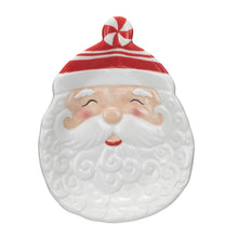 Load image into Gallery viewer, Hand-Painted Ceramic Santa Shaped Plate, White &amp; Red (7374745927746)