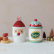 Load image into Gallery viewer, Hand-Painted Ceramic Santa Shaped Cookie Jar w/ Lid, Red &amp; White (7374746091586)