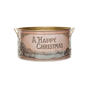 Embossed Metal Bucket w/ Handles "A Happy Christmas" (7374753955906)