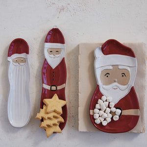 Stoneware Santa Shaped Plate, White & Red (7374754512962)