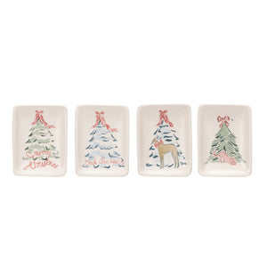 Stoneware Dish w/ Christmas Tree & Animal/Saying, 4 Styles © (7374755397698)