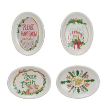 Load image into Gallery viewer, Stoneware Dish w/ Holiday Saying, 4 Styles © (7374761295938)