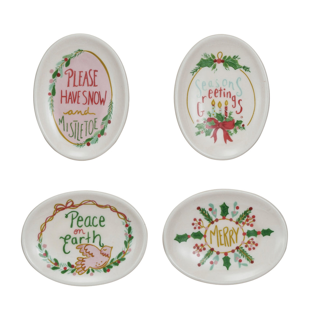 Stoneware Dish w/ Holiday Saying, 4 Styles © (7374761295938)