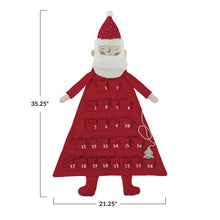 Load image into Gallery viewer, Fabric Santa Advent Calendar w/ 24 Pockets &amp; Tree, Red &amp; White (7374757003330)