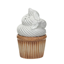 Load image into Gallery viewer, Ceramic Cupcake Shaped Salt &amp; Pepper Shakers w/ Embossed Holly, Set of 2 (7374757953602)