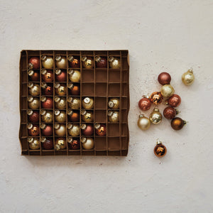 Glass Ball Ornaments, Brown & Gold Finish, Boxed Set of 49 (7374758510658)