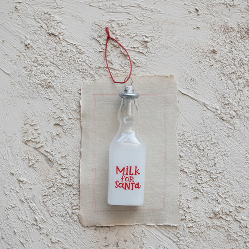 Glass Milk Bottle Ornament 