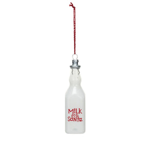 Glass Milk Bottle Ornament "Milk for Santa", White & Red (7374759067714)