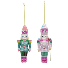 Load image into Gallery viewer, Glass Nutcracker Ornament w/ Glitter, 2 Styles (7374759493698)