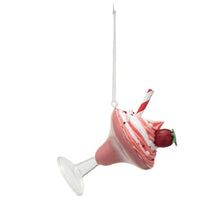 Load image into Gallery viewer, Glass Whipped Drink w/ Straw Ornament, Pink &amp; White (7374760017986)