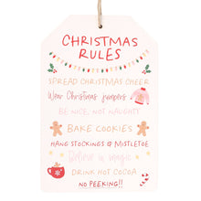 Load image into Gallery viewer, Sugarplum Fun Christmas Rules Hanging Sign (7330222309442)