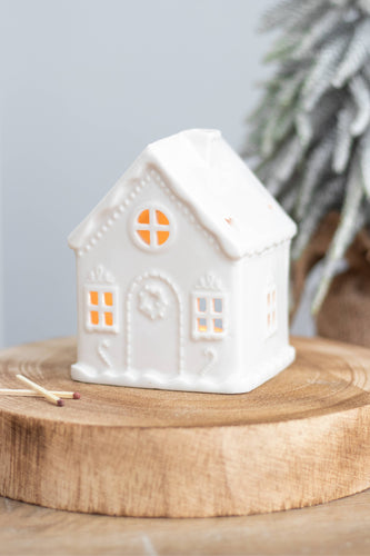 White Christmas Gingerbread House Tealight Candle Holder (7330221719618)