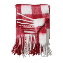 Load image into Gallery viewer, 60&quot;L x 50&quot;W Woven Acrylic Throw w/ Fringe, Red &amp; White Plaid (7374743765058)