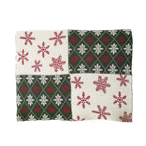 Cotton Knit Throw w/ Snowflake Patterns, Multi Color (7374747598914)