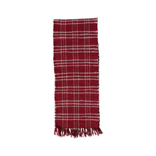 Load image into Gallery viewer, Hand-Woven Cotton Chindi Table Runner w/ Fringe, Red &amp; White Plaid (7374749401154)