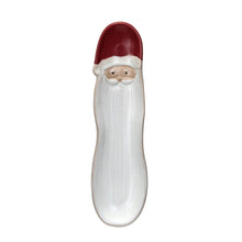 Load image into Gallery viewer, Stoneware Santa Shaped Plate, White &amp; Red (7374754512962)