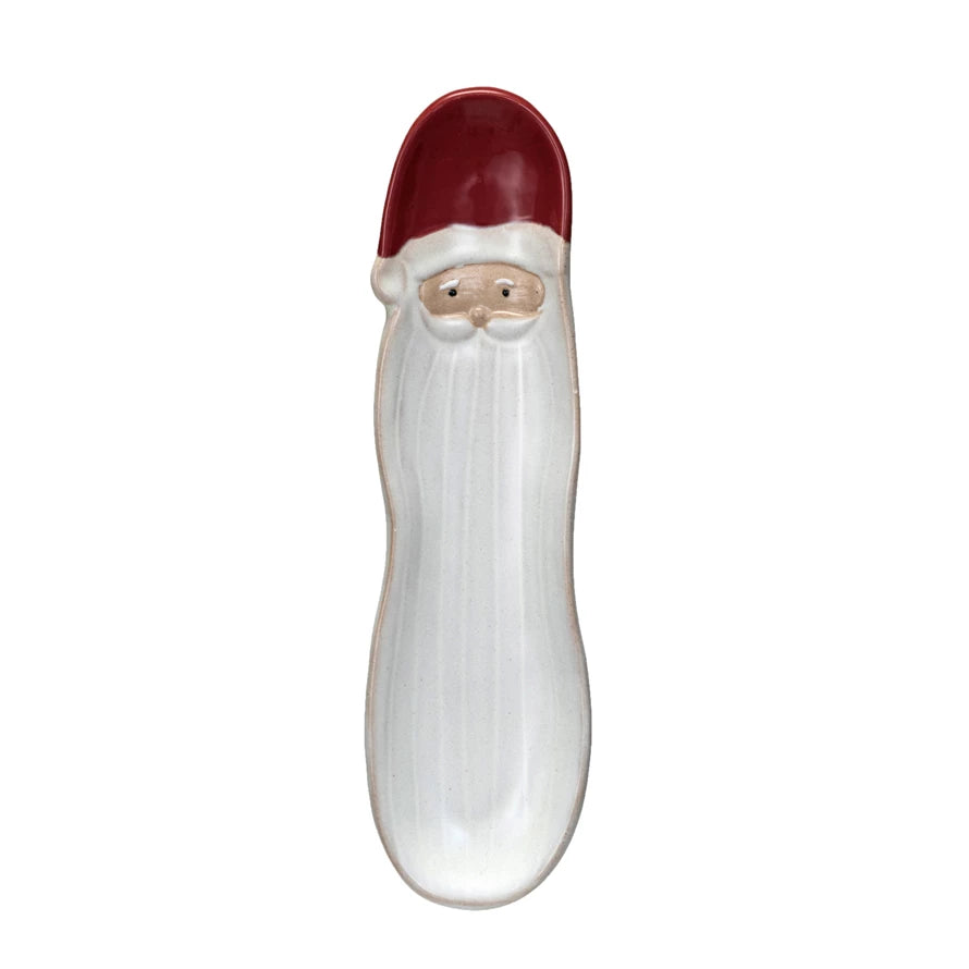 Stoneware Santa Shaped Plate, White & Red (7374754512962)