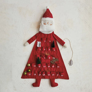 Fabric Santa Advent Calendar w/ 24 Pockets & Tree, Red & White (7374757003330)