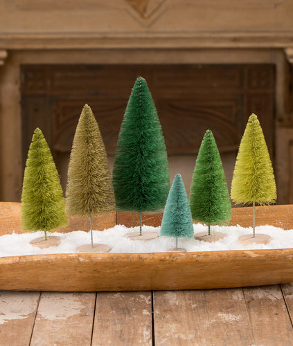 LC1544 - Hues of Green Bottle Brush Trees Set of 6 (6743975166018)