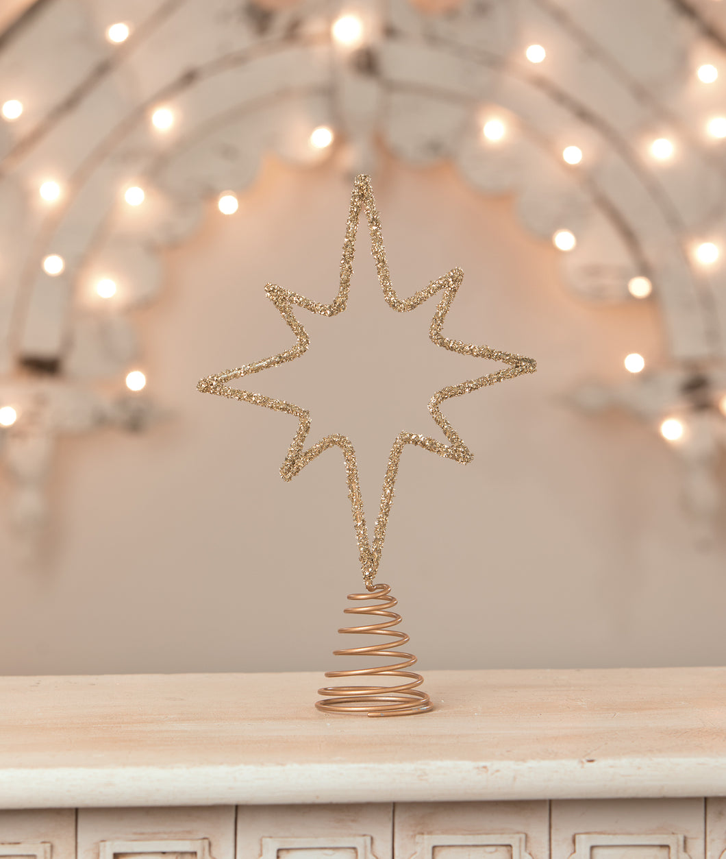 LC1553 - Old Gold Moravian Star Wire Tree Topper (6743976935490)