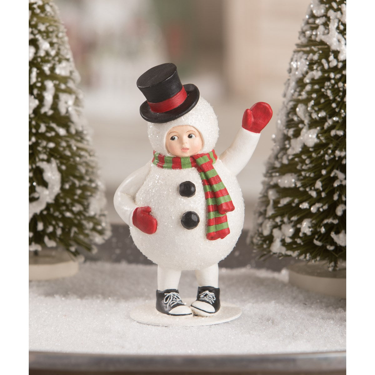 Pastel Candy Cane Snowman with Tree