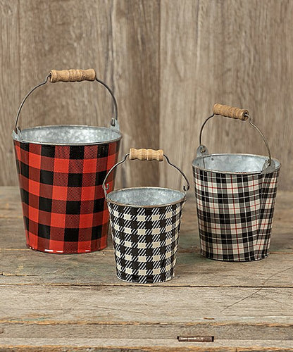 Set of 3 Plaid Buckets (6676050903106)